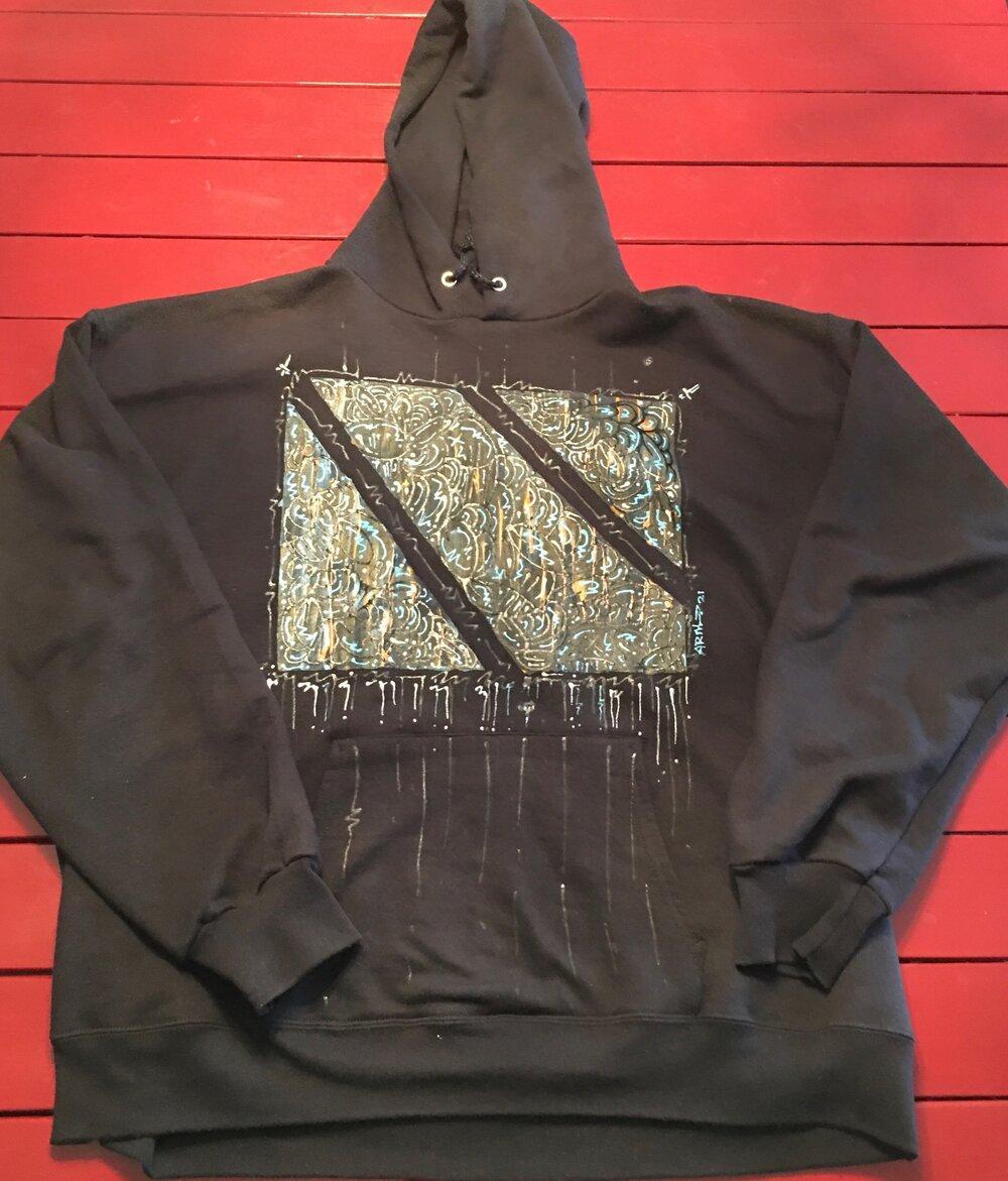Black Abstract Hoodie - Arm of Casso