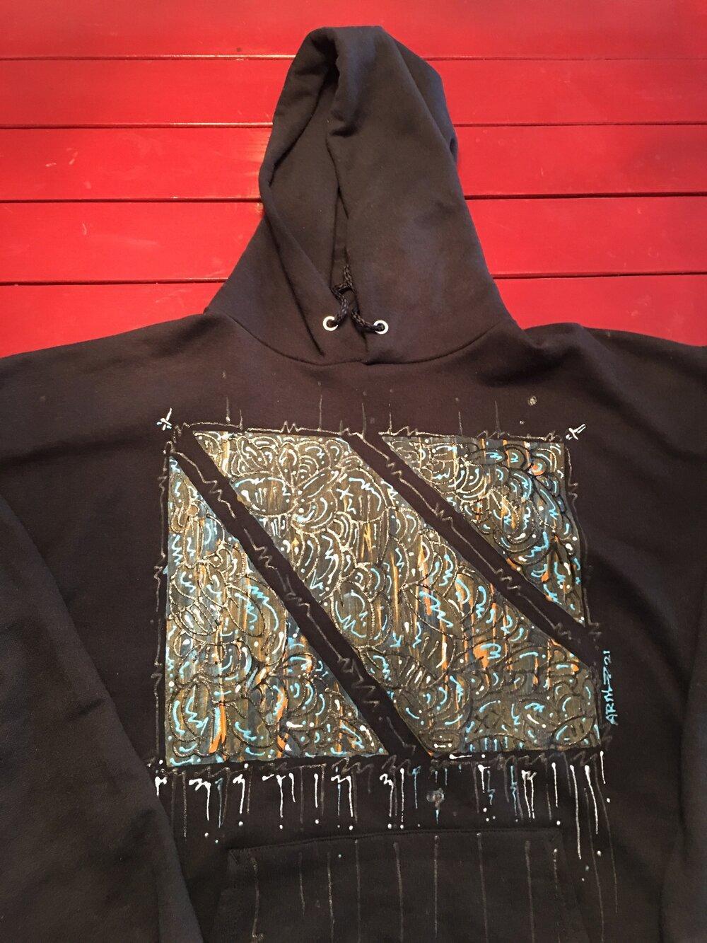 Black Abstract Hoodie - Arm of Casso